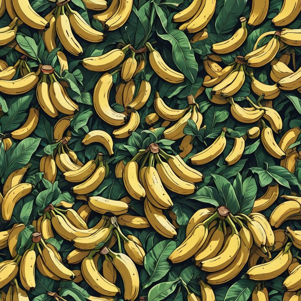 Anime Style Cel-Shaded Bananas in Deep Color