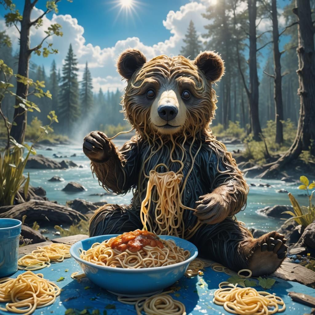 Big-Eyed Bear's Spaghetti Lunch in Blue Swamp