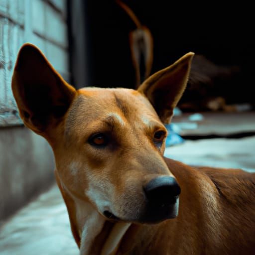 Lonely Dog Amidst War's Aftermath