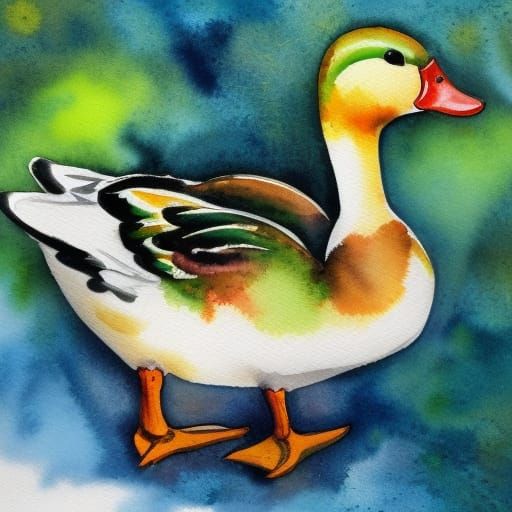 Watercolor Duck Illustration