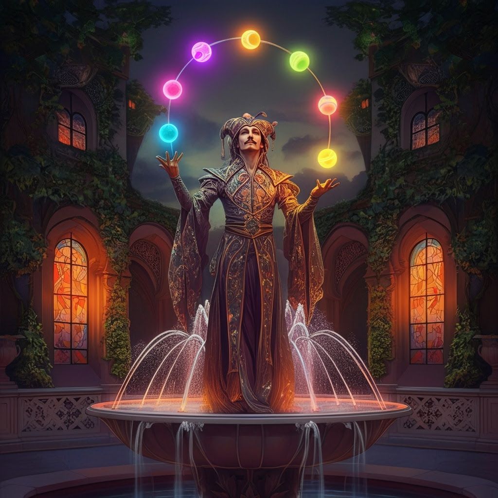 Art Nouveau Juggler at Twilight Castle