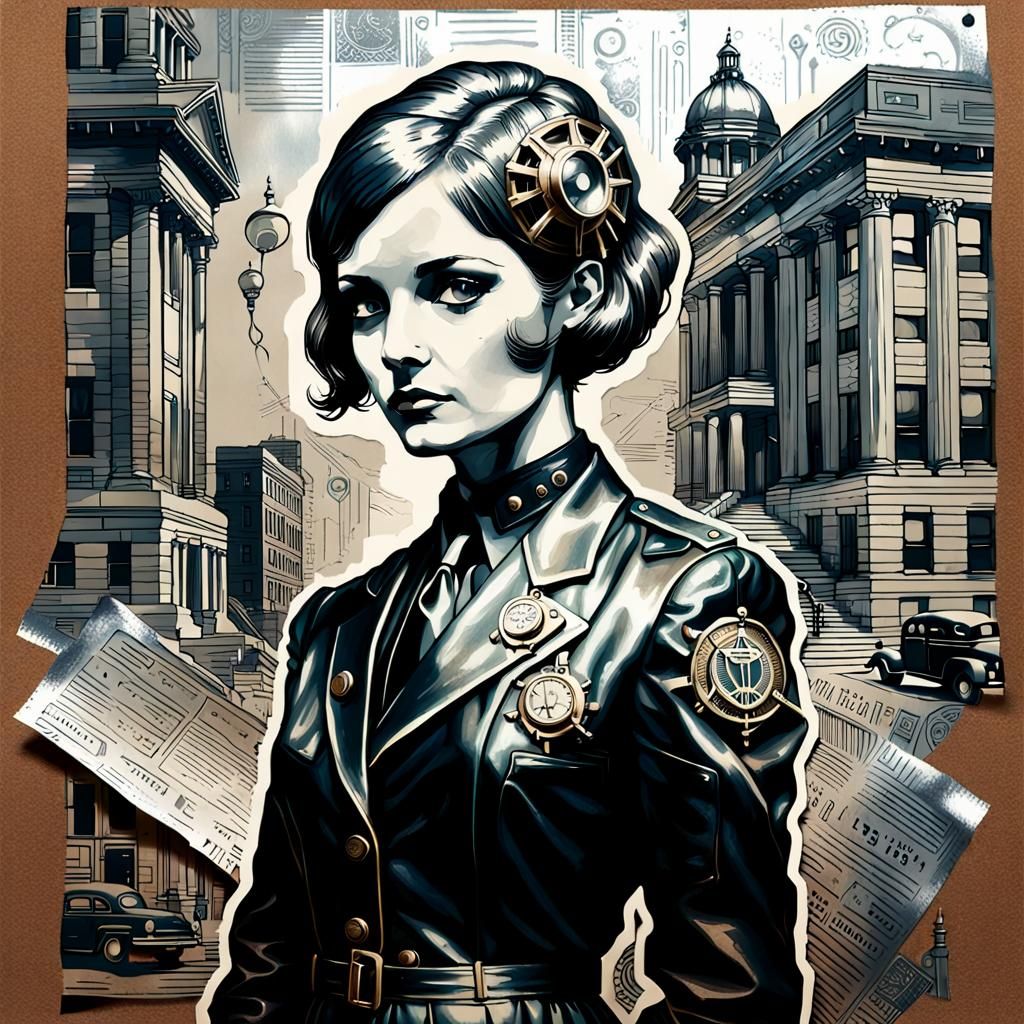 Dieselpunk Lawyer in Iridescent Foil Style