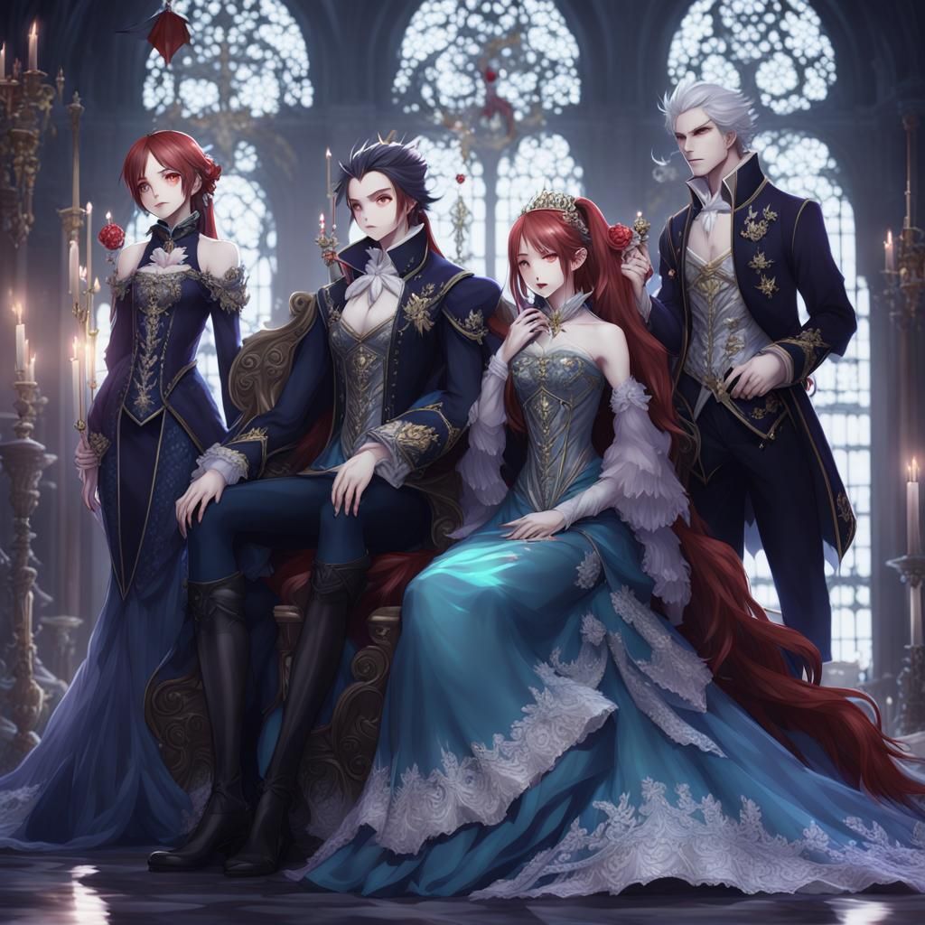 Vampire Mermaid Royal Family in 3D Anime Art