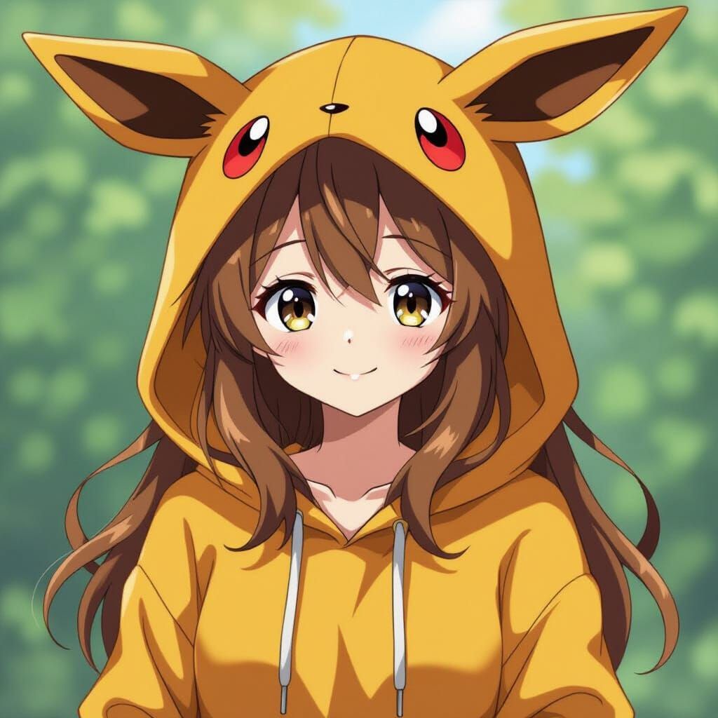 Anime Girl with Eevee Hoodie and Ears