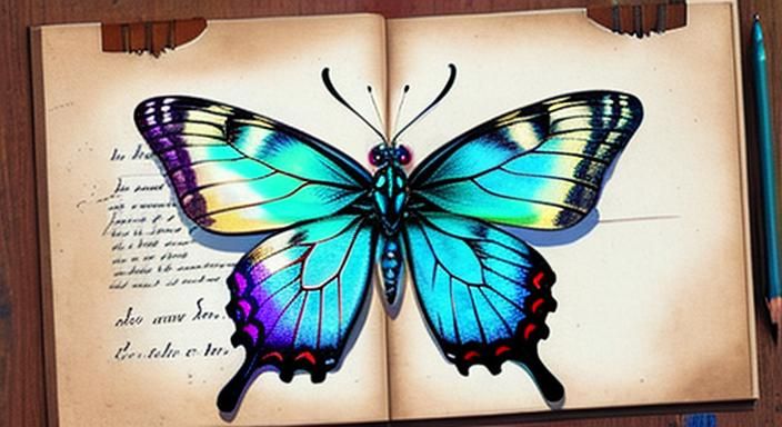 Iridescent Butterfly: Antique Scientific Illustration