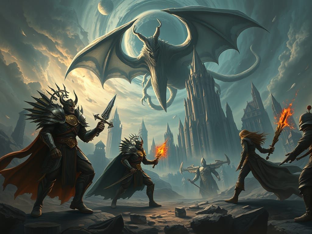 Epic Dark Fantasy Battle Against Demonic Overlord