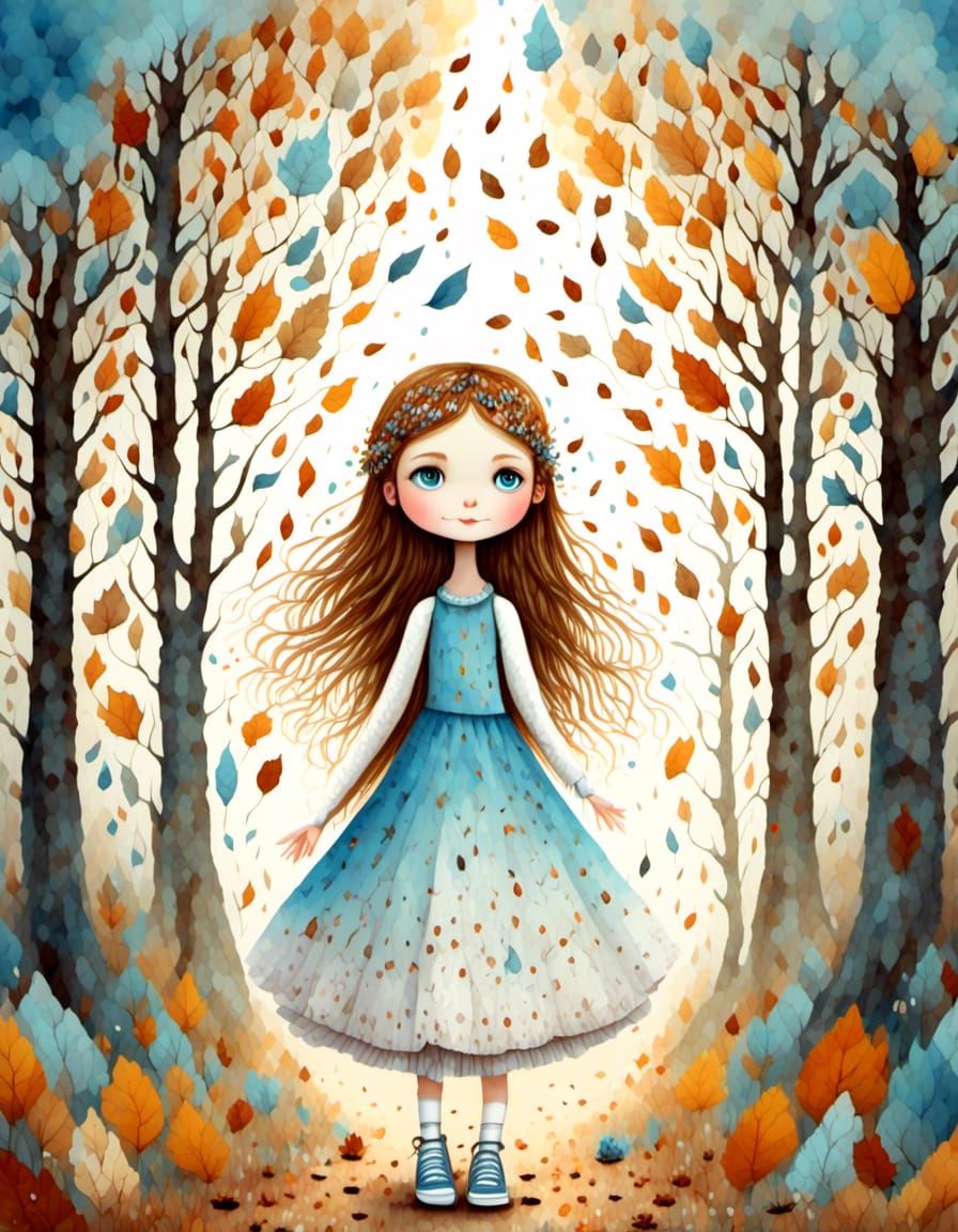 cute happy little girl opulent  bright light blue eyes with ...