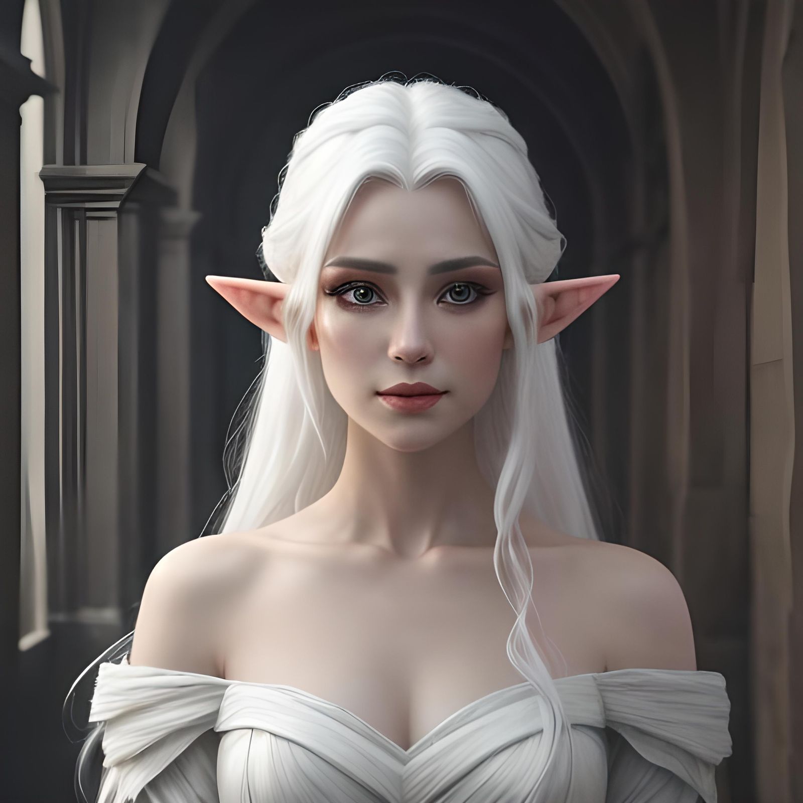 Stunning Elf Portrait in Elvish City