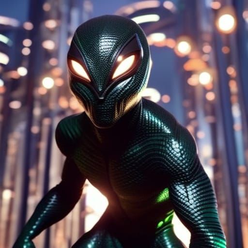 Lizard Superhero in Lush Jungle, Cybernetic Art