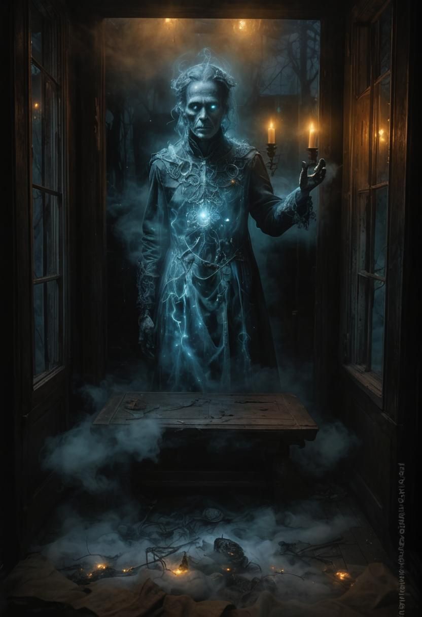 Ethereal Spirit Drifting in Bioluminescent Light