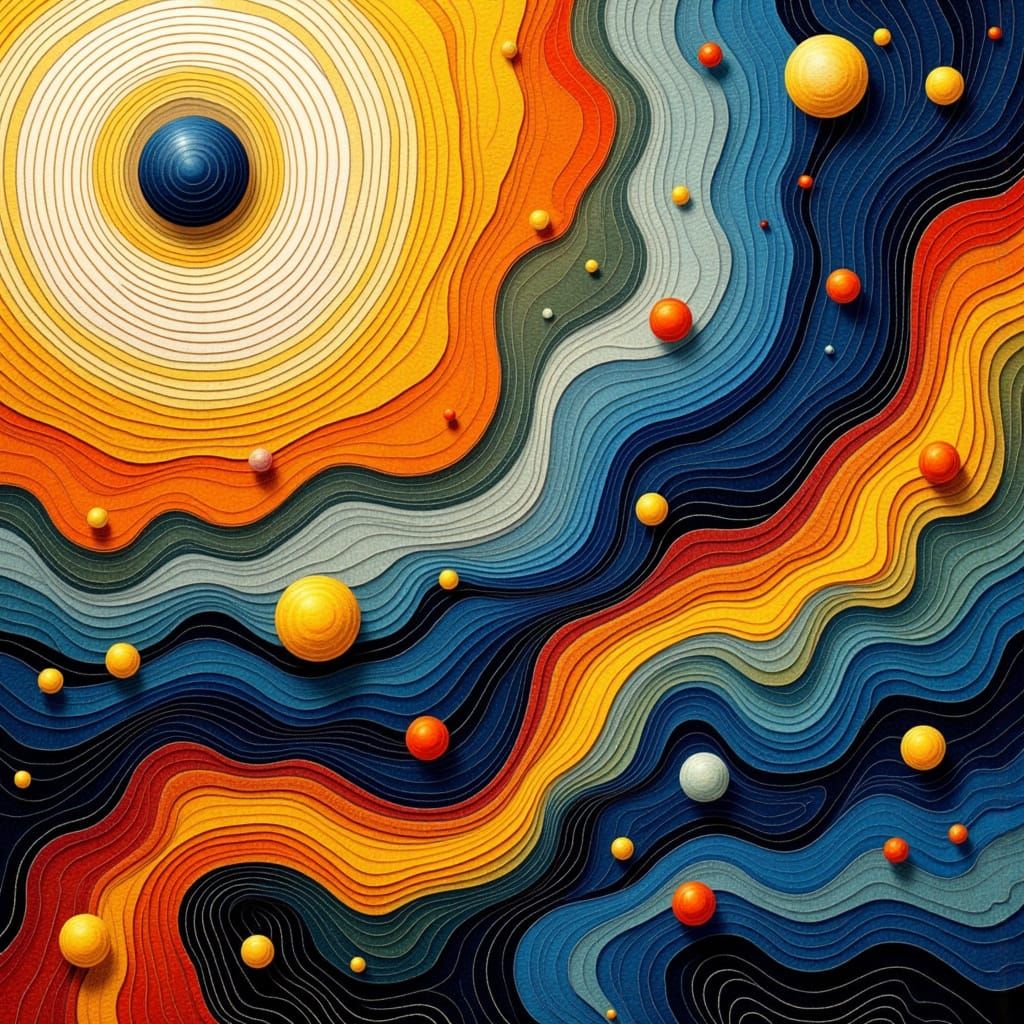 Ethereal Cosmic Vortex in Gold and Midnight Blue