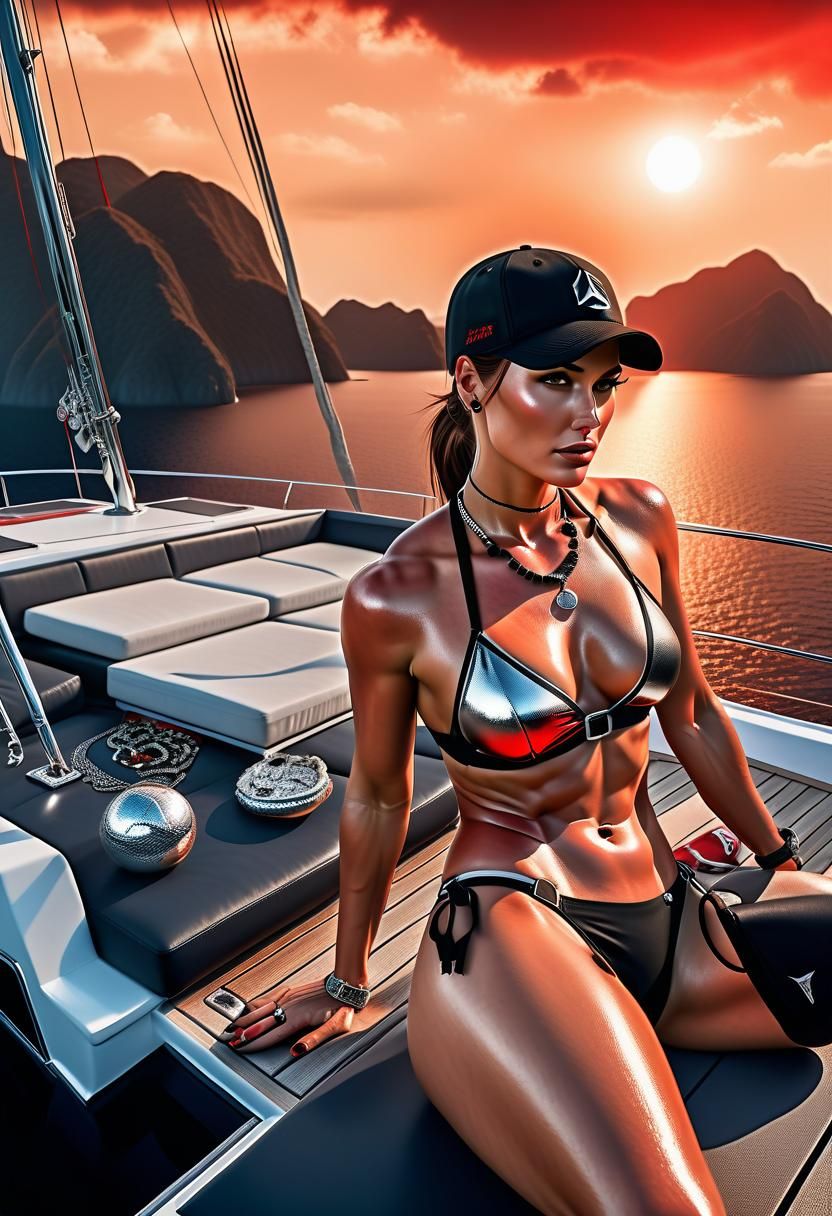 Lara Croft Sunbathing: Hyperrealistic Digital Portrait