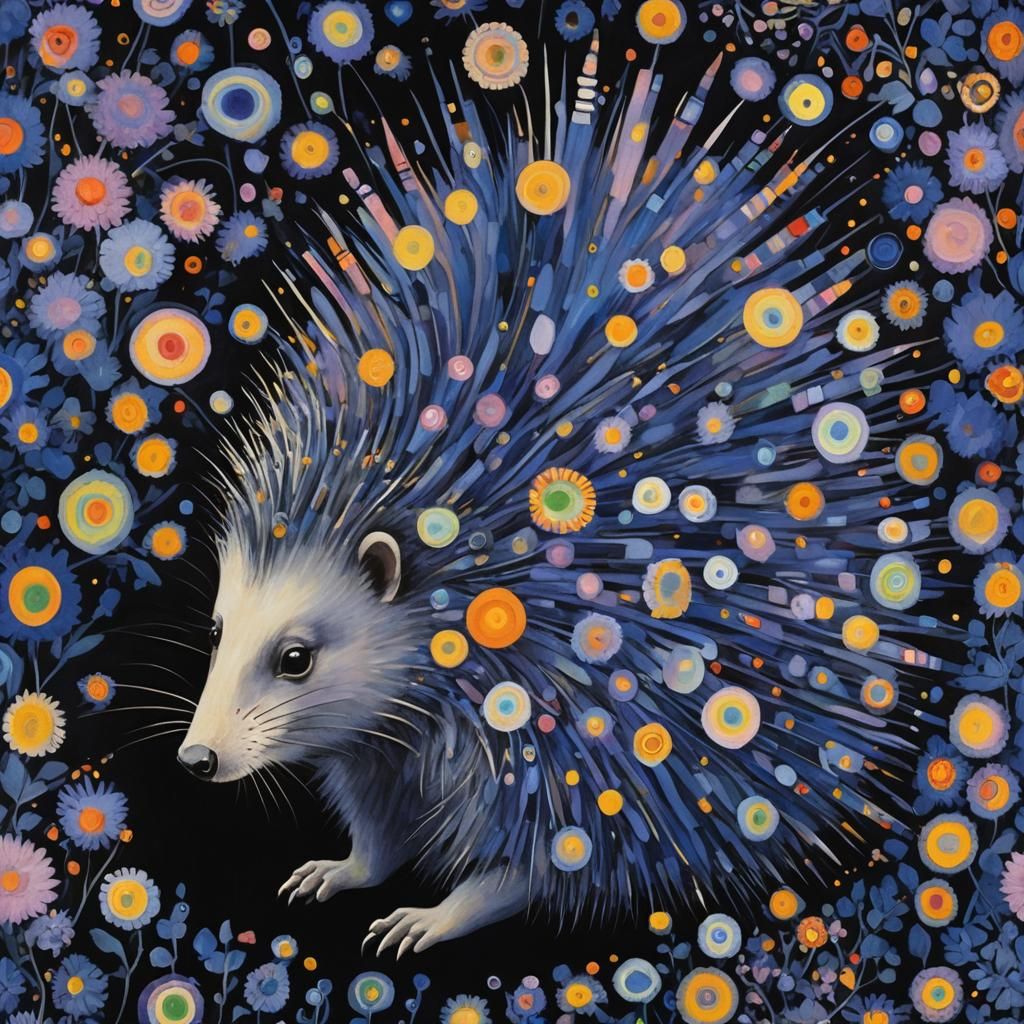 Porcupine in Abstract Expressionist Style