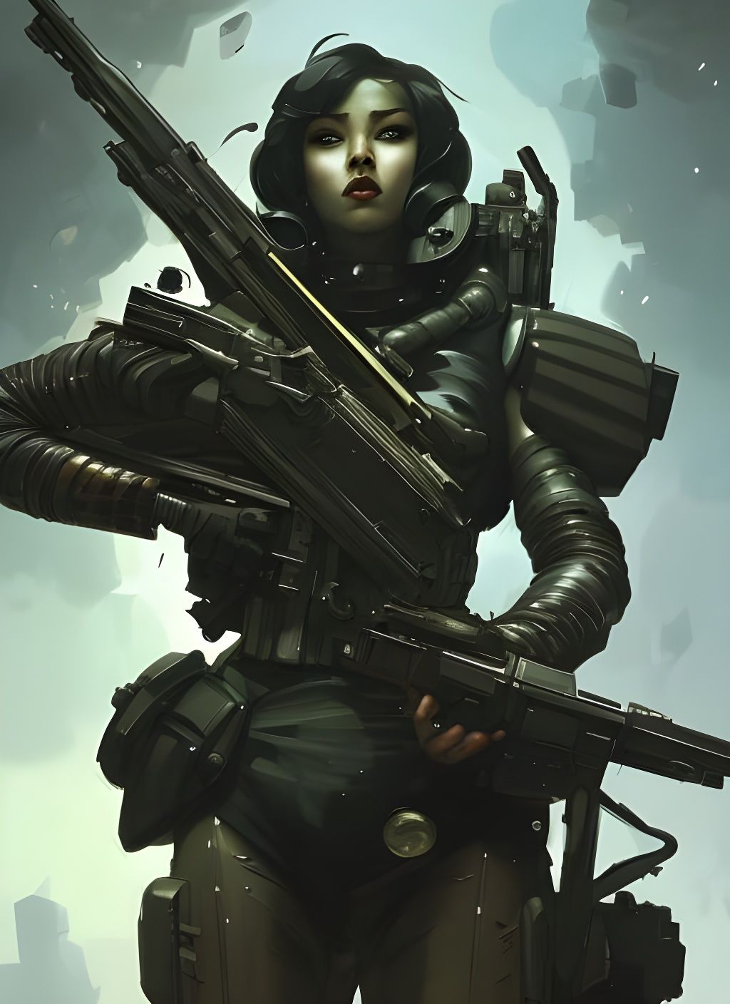 Android Soldier Under Fire: Hyperdetailed Splash Ink Art