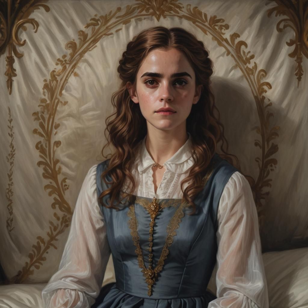 Portrait of Woman with Curls as Oil Painting