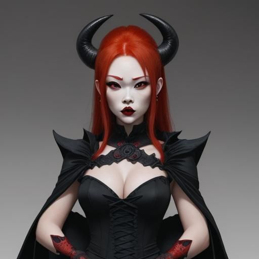 Red-Haired Oni in Black Wedding Gown