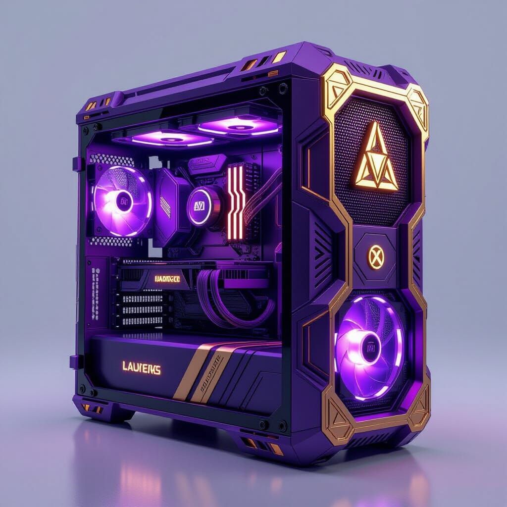 Thanos-Inspired Gaming PC Case: Gold and Purple Titan Tech