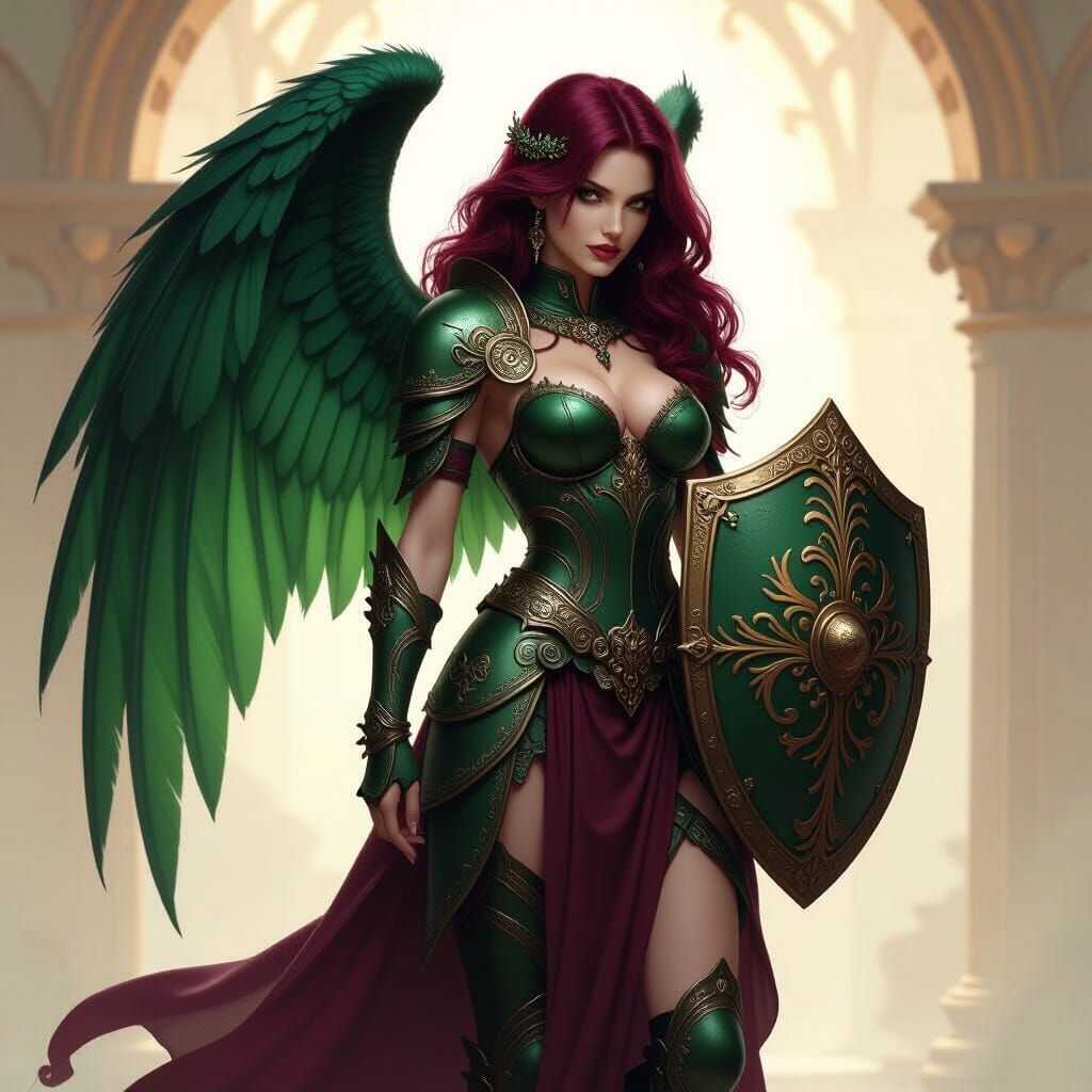 Darkly Sensual Assimar with Hunter Green Wings and Burgundy ...