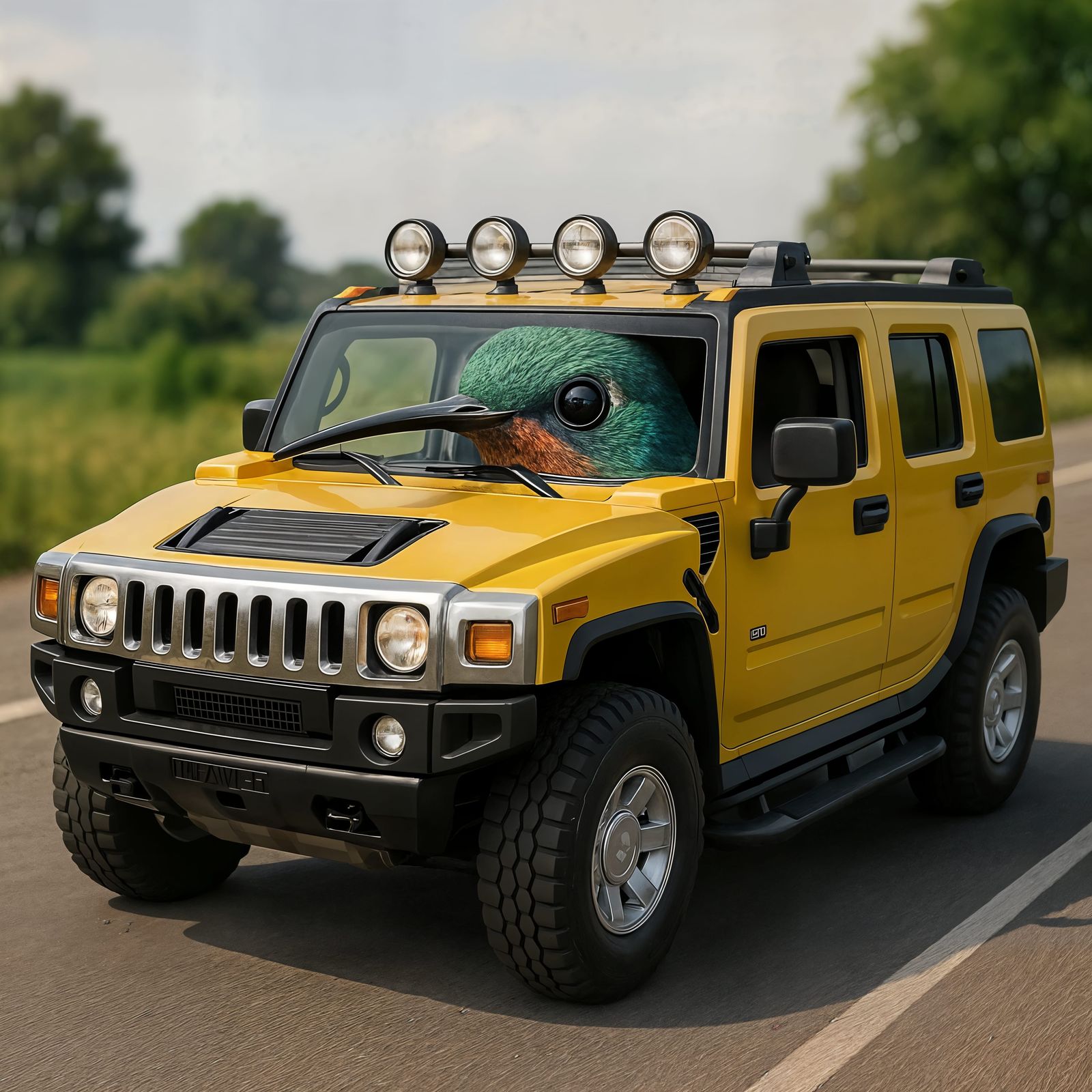 Adorable Cartoon Hummingbird Drives Hummer in CGI