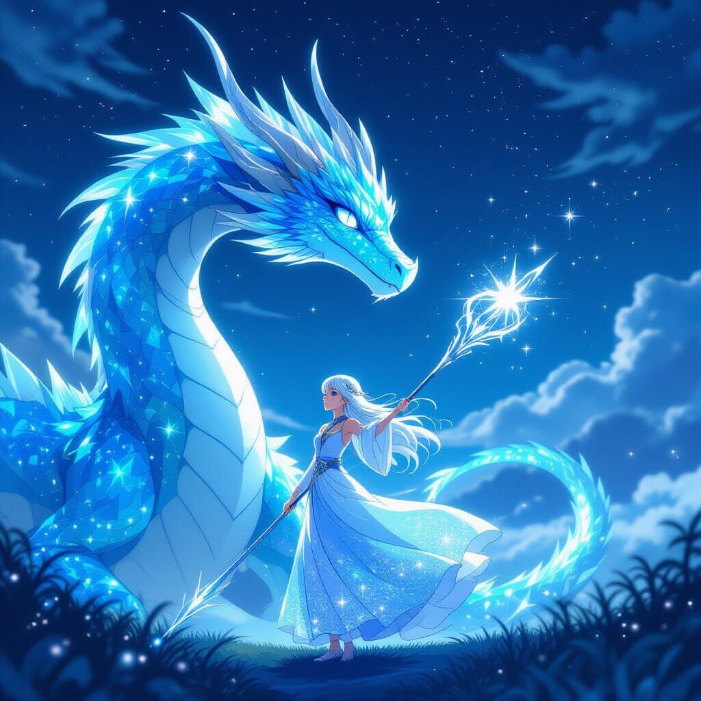 Iridescent Dragon and Starcaller Girl, Anime Style