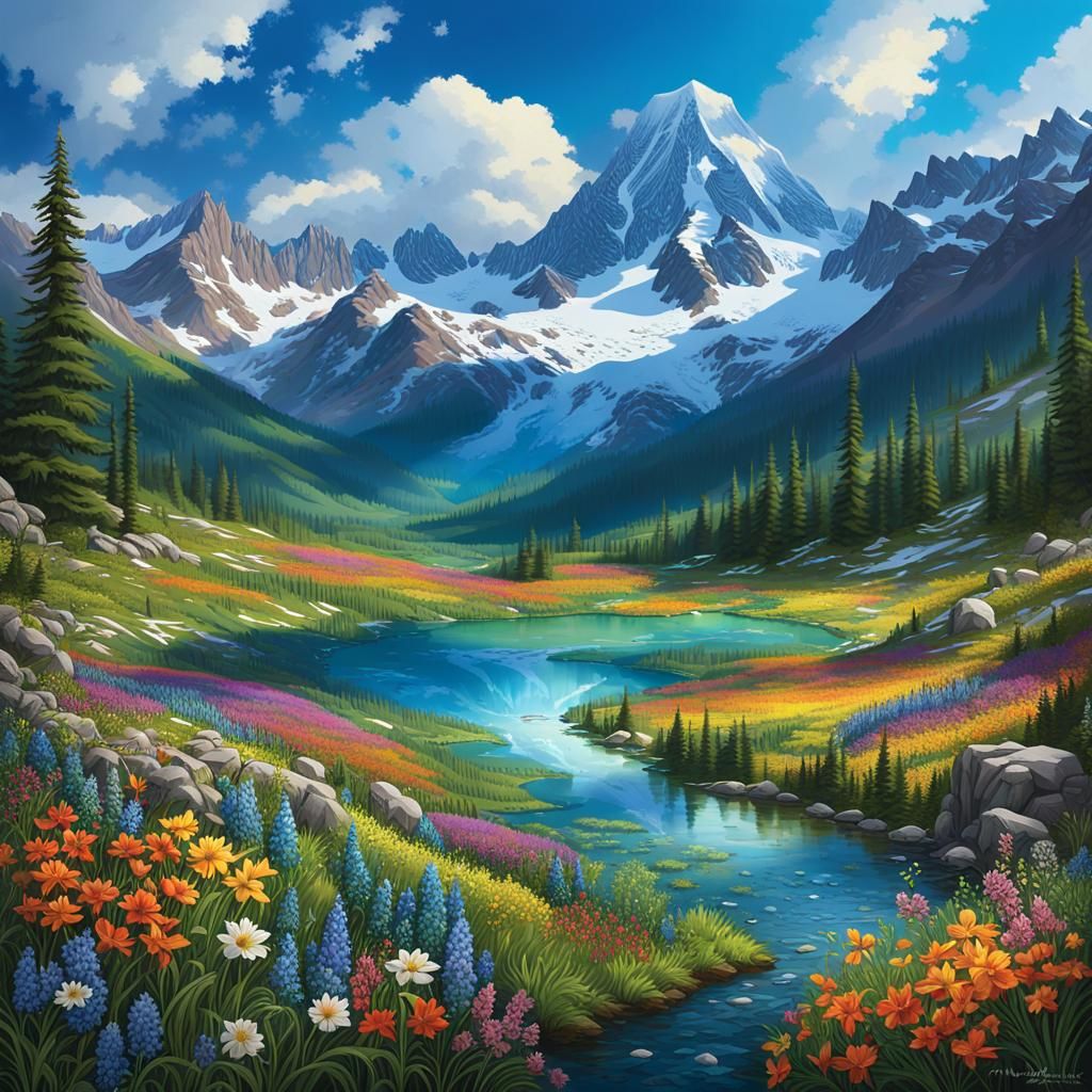 Picturesque Valley Panorama in Fantasy Concept Art