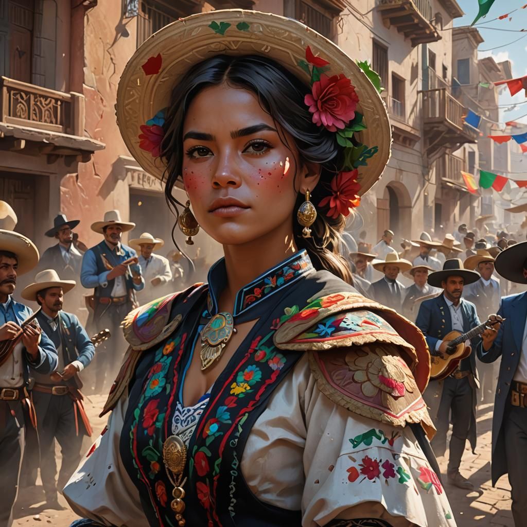 Mexican Town Fight: Hyperdetailed Concept Art