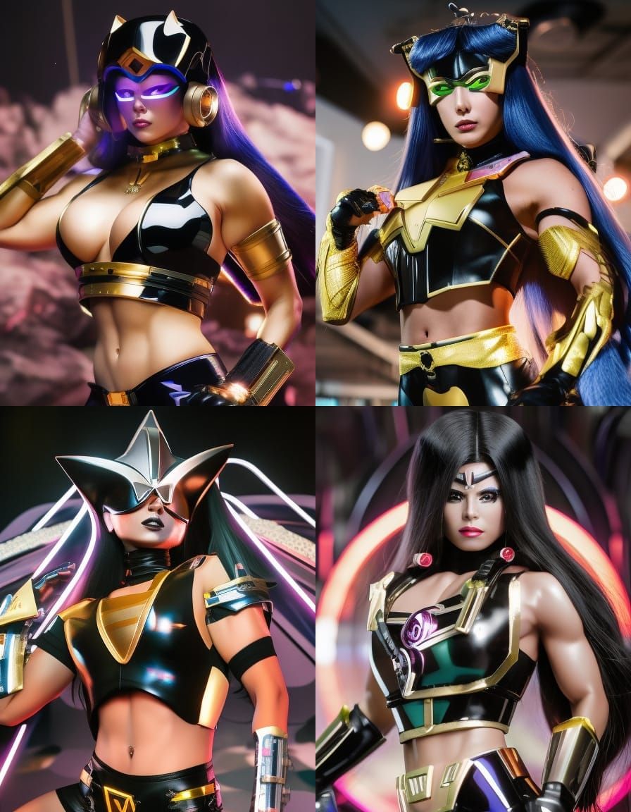 Anita Nikolich (Female bodybuilder) as a Super Sentai Villain: Maria from Choujiki Jetman made by Japanese illustrator A...