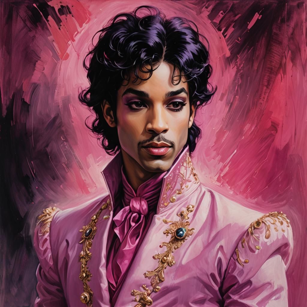 Prince Portrait in Pink Tones, Art Deco Style
