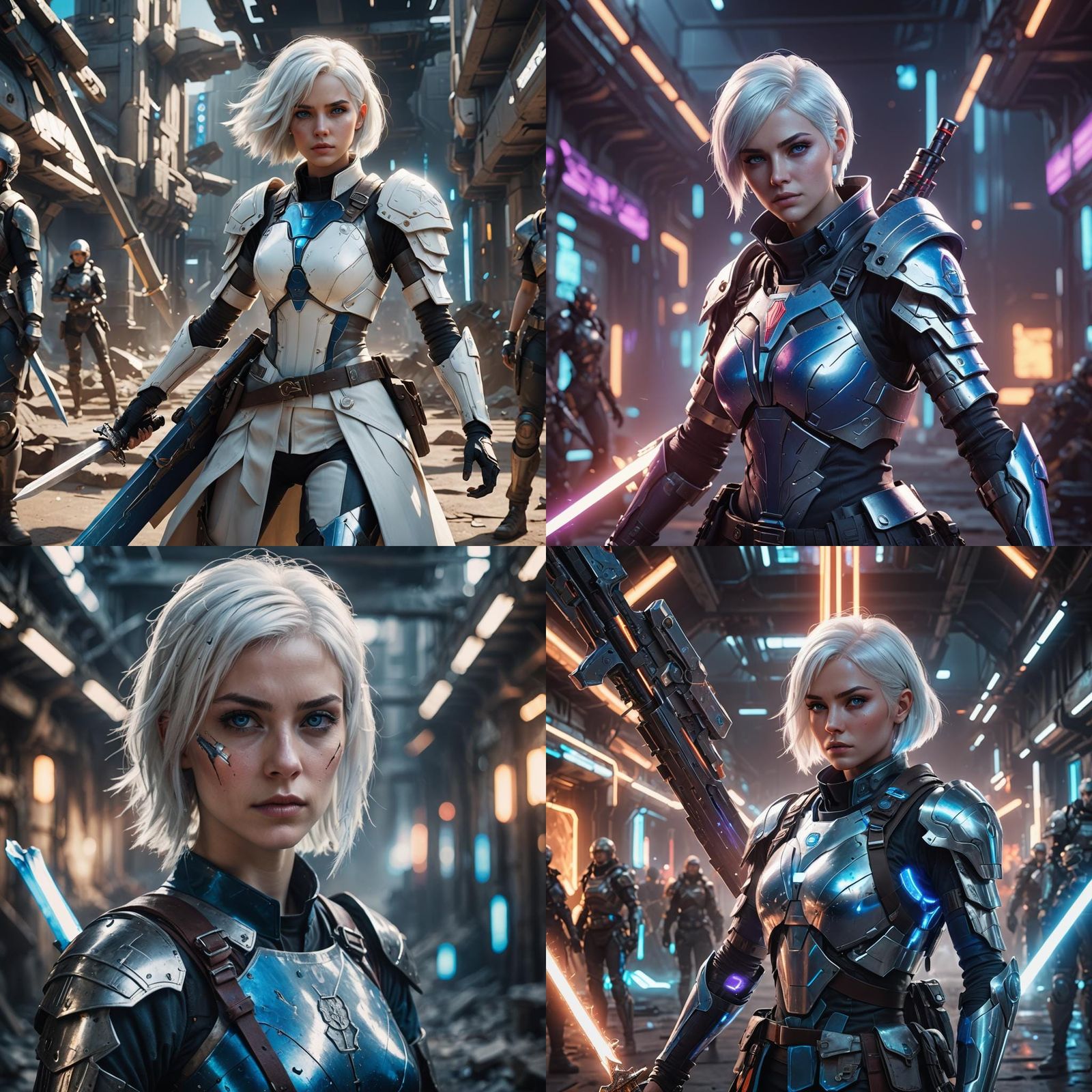 Futuristic Warrior Girl in Advanced War Environment