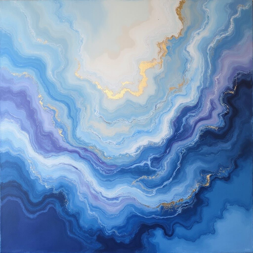 Ethereal Abstract Composition of Wind in Blue and Gold