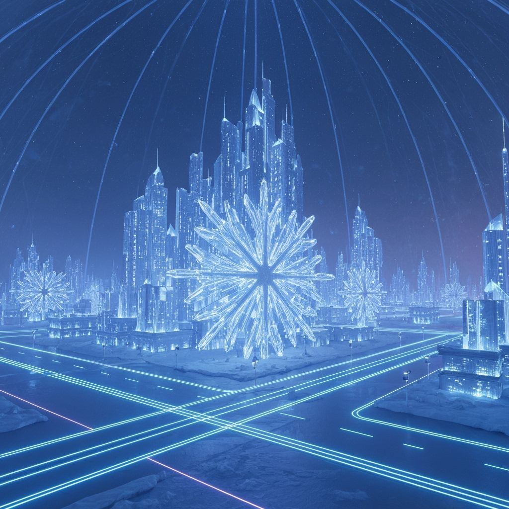 Frozen City Under Dome: Arctic Sci-Fi Landscape