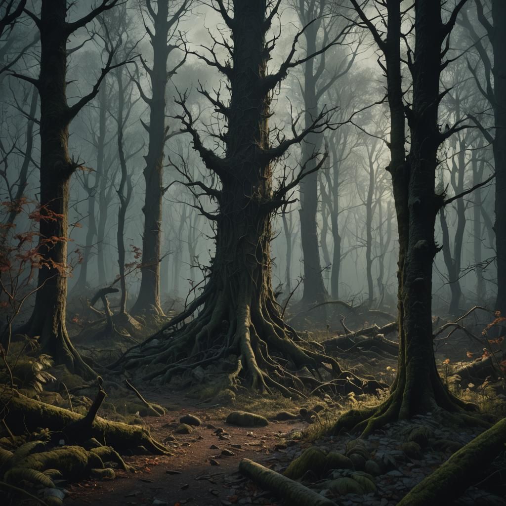 Creepy Found Footage in Dark Midnight Woods