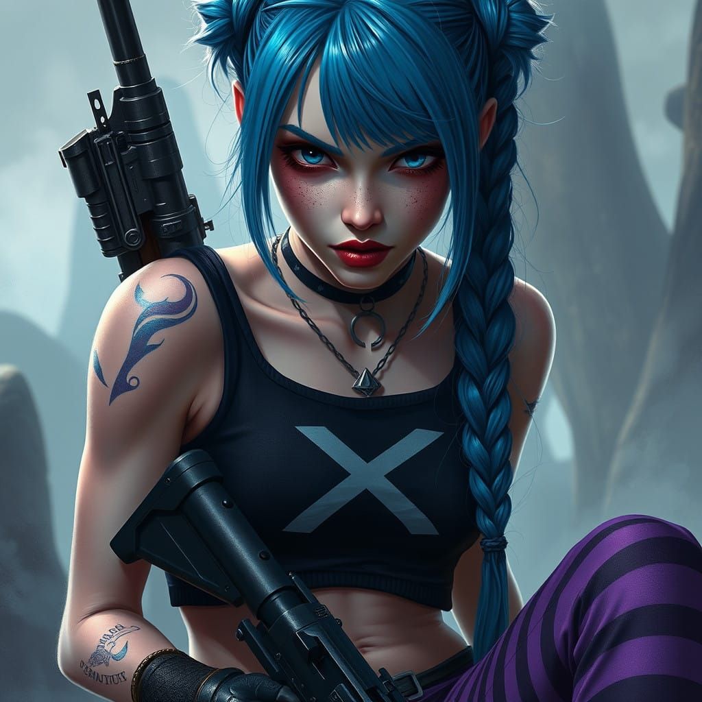 Ethereal Jinx Character Portrait in Whimsical Fantasy Style