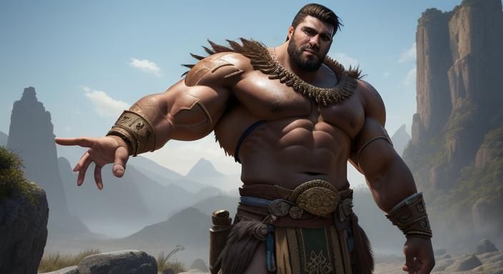 Colossal Roman Bodybuilder Flexing, Fantasy Concept Art