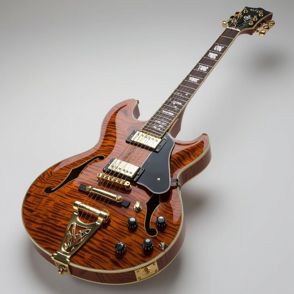 Luxurious Handcrafted Electric Guitar with Metallic Effects