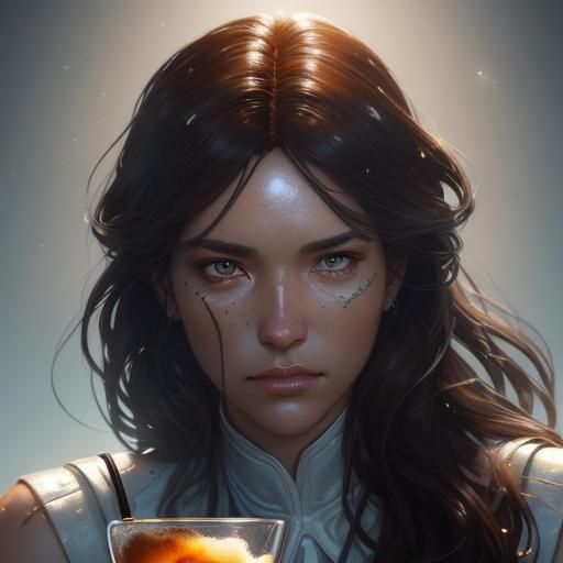 Iced Espresso Portrait in Hyperdetailed Digital Art