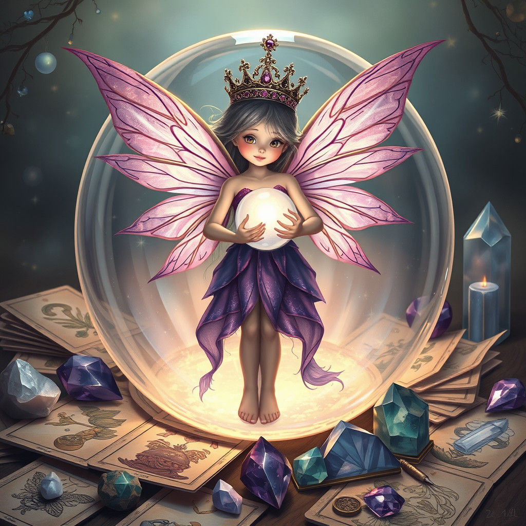 Fairy with Crystal Ball in Dreamlike Setting