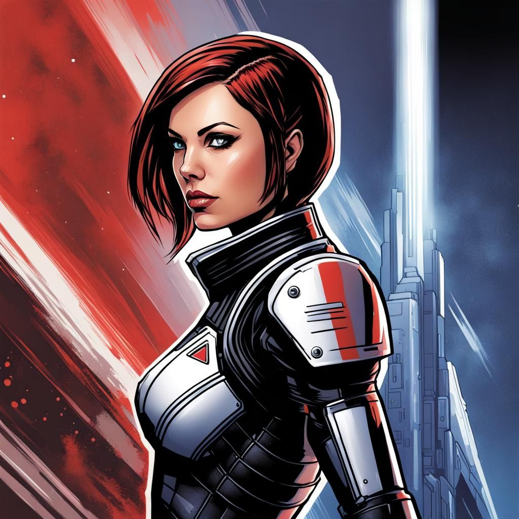Tori Vega as Commander Shepard: Comic Book Art