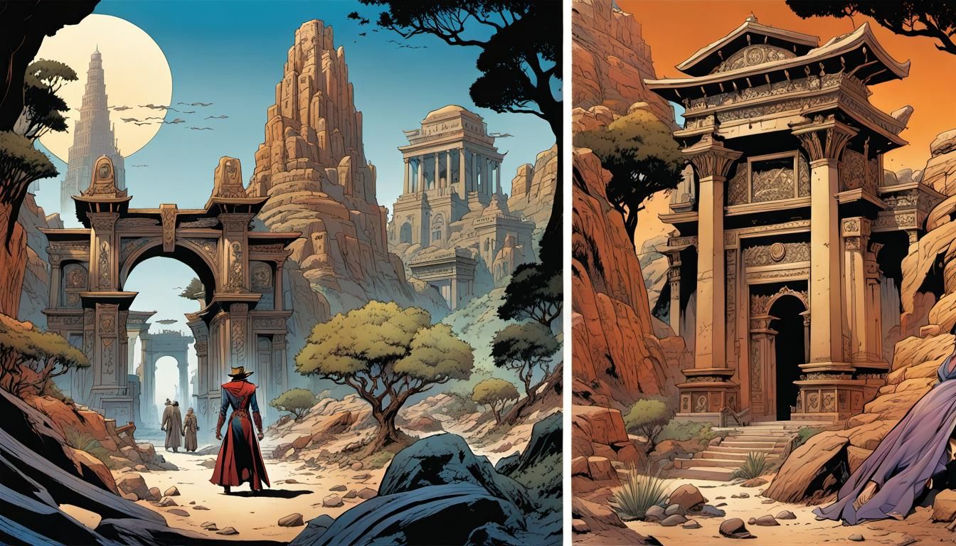 Comic Book Panels: Arabian Temple Adventure