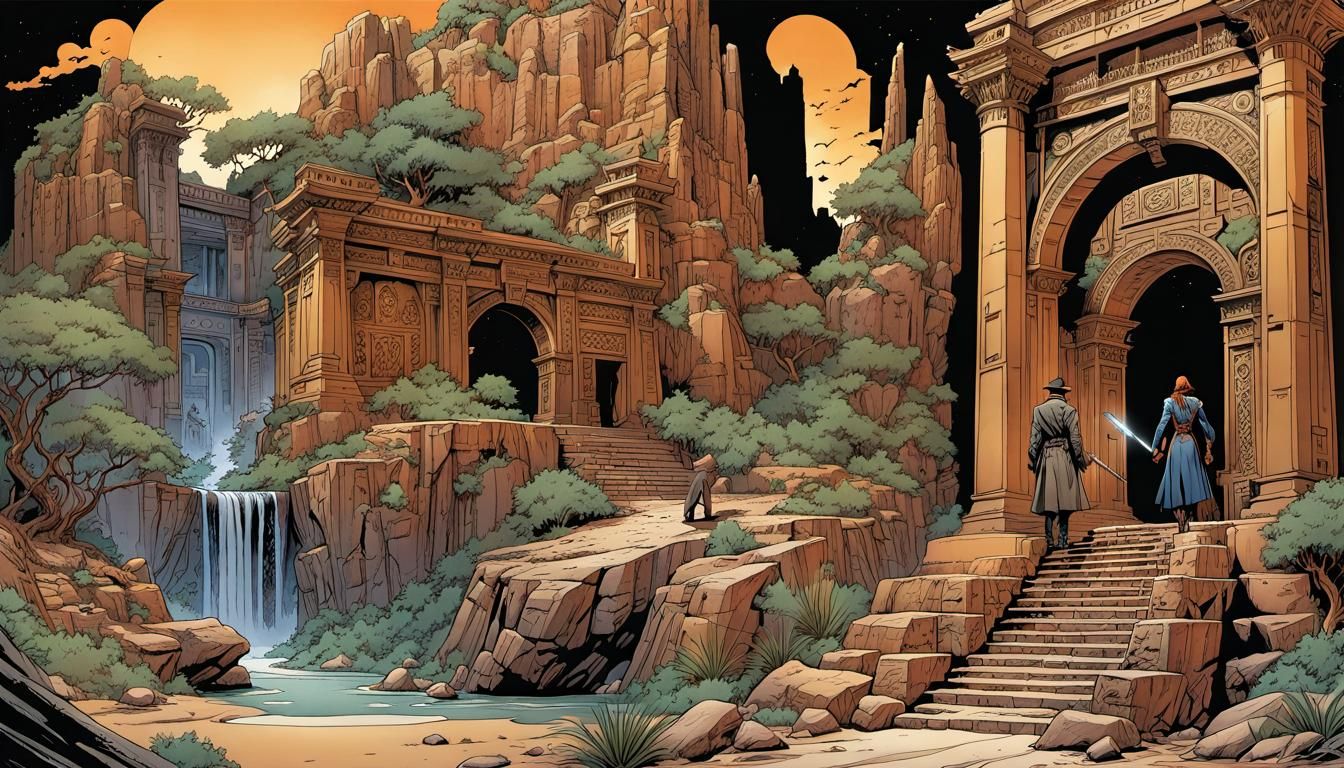 Comic Book Page: Detective in Arabian Temple