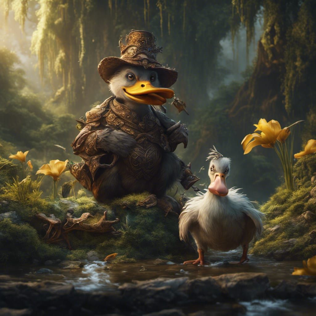 Fantastical Duck-Monkey Hybrid in Detailed Matte Painting