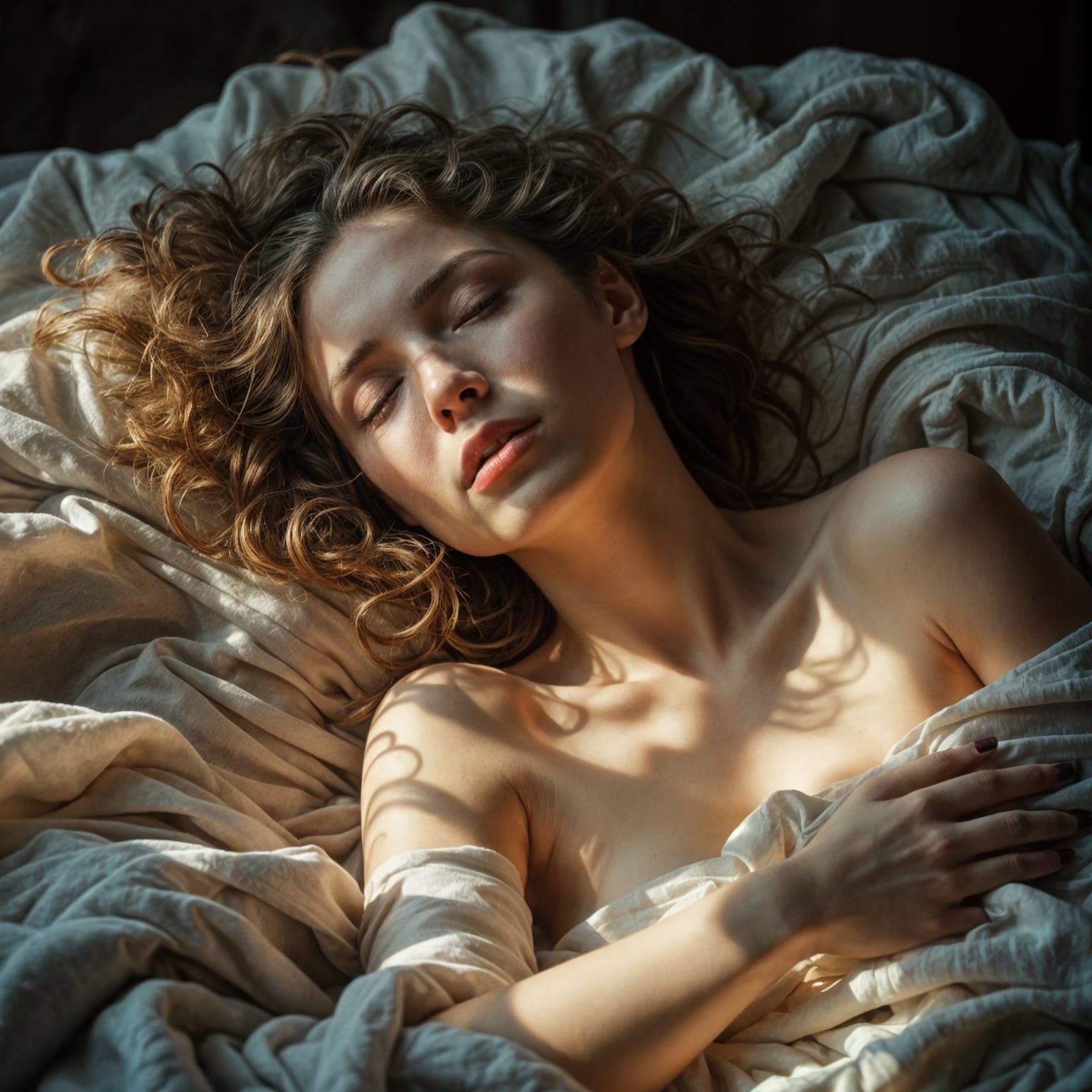 Surreal Beauty Slumbering in Dreamlike Hyperrealistic Scene