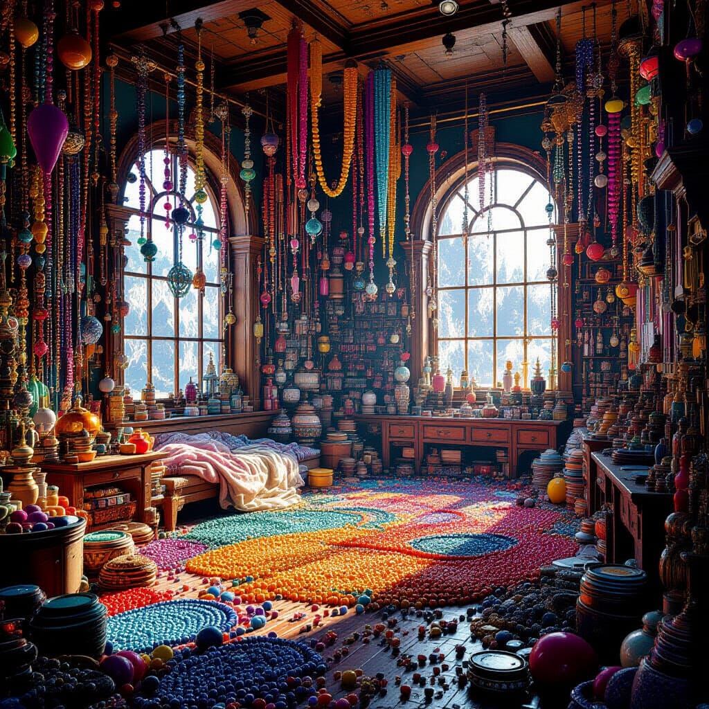 Vibrant Room Overflowing with Colorful Beads
