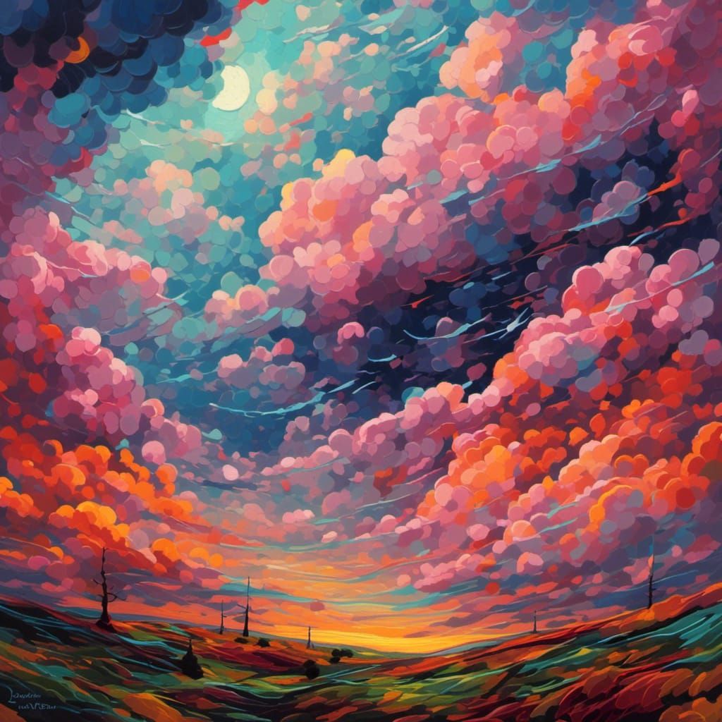 Surreal Storm Clouds in Impasto Style