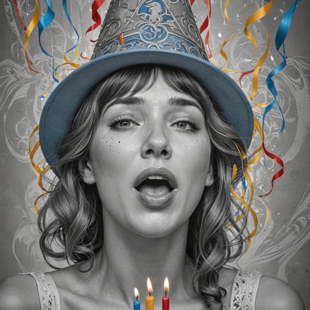 Art Nouveau Portrait of Woman at Birthday
