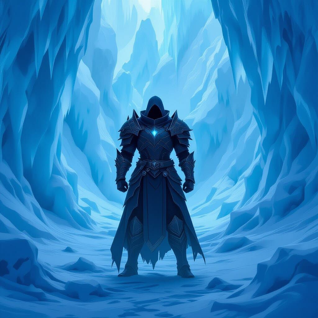 Knight Igris in Vast Ice Level - Dark Fantasy Art