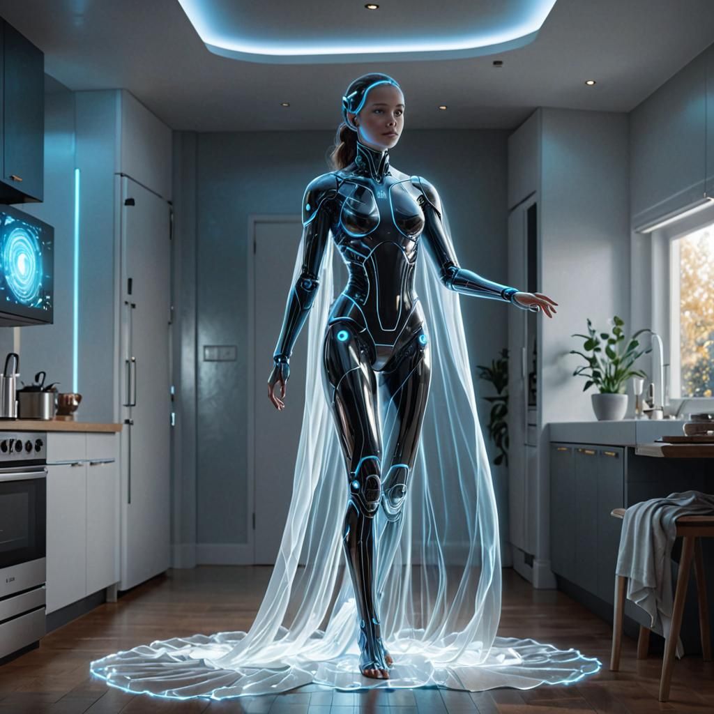 Ethereal AI Assistant in Futuristic Smart Home