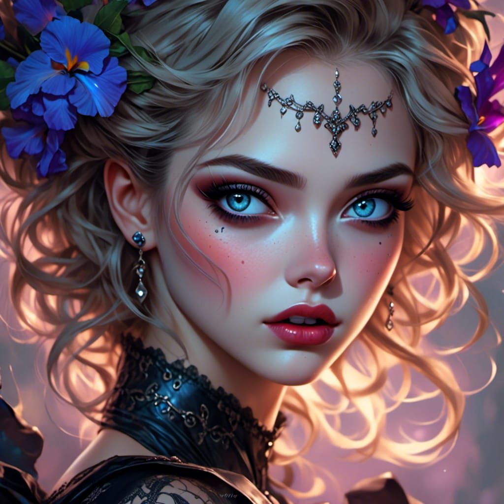 Beautiful Woman Macro Shot with Iridescent Eyes