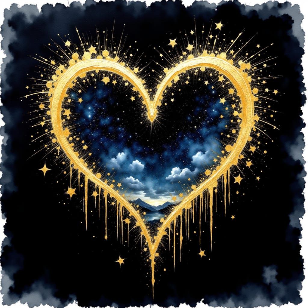 Cosmic Heart Shape in Astrophotography Style