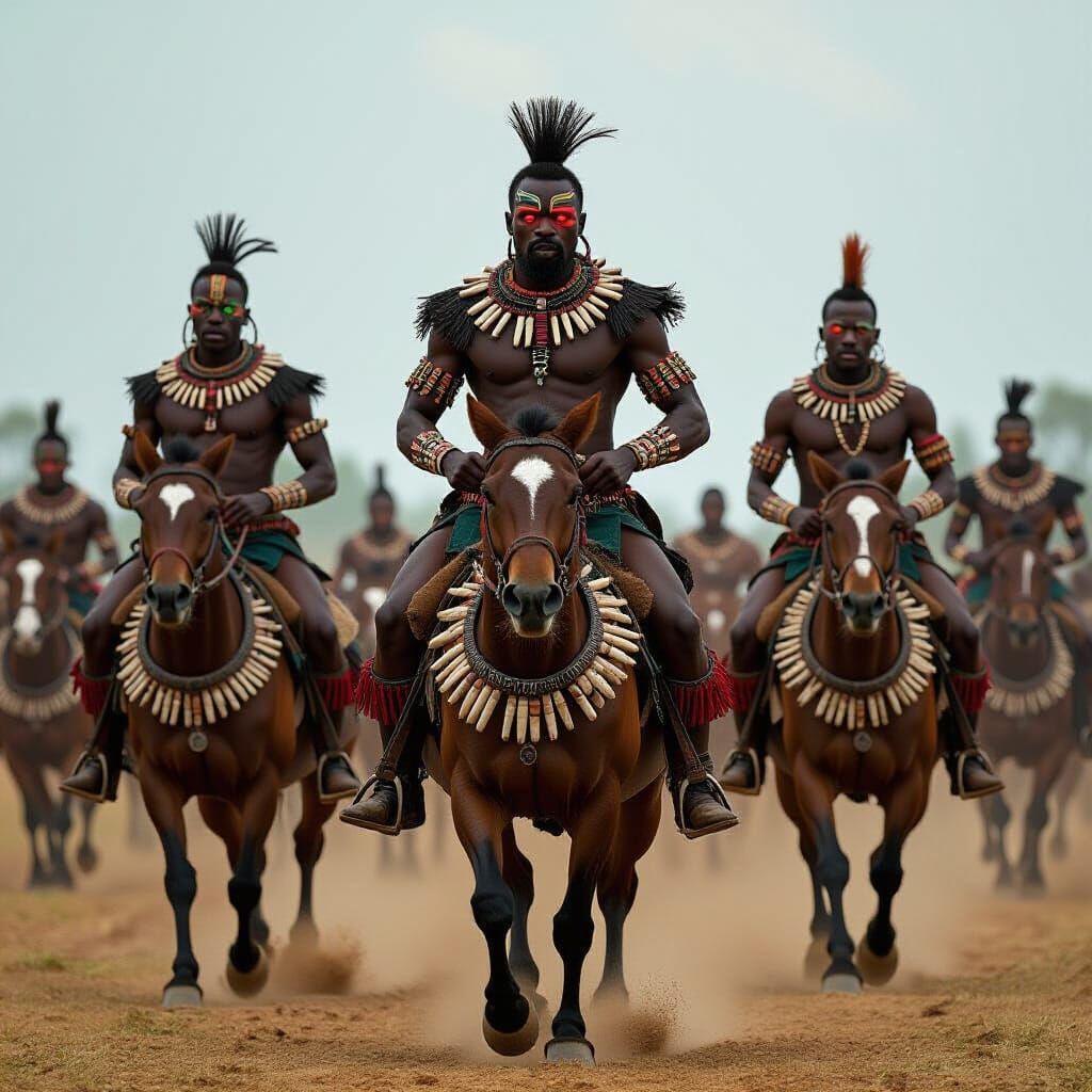 Fearsome African Warriors in Biomechanical Style